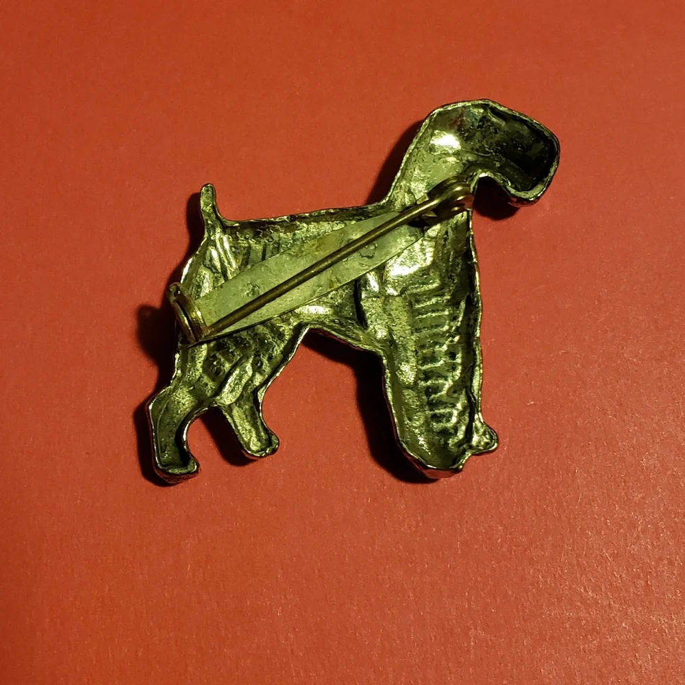 Vintage 925 Sterling Silver Airedale Terrier Brooch - Picture 2 of 2